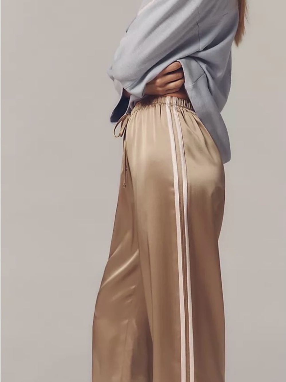DONNI. Womens silk Drawstring Joggers in shitake